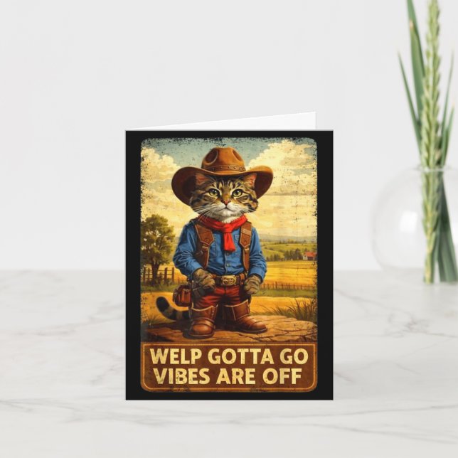Carte Drôle chat tigré faut que j'y aille phrase sarcast (Devant)