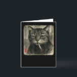 Carte Drôle Chat Triste Fumant Cigarette Mème Amoureux S<br><div class="desc">Drôle Chat Triste Fumant Cigarette Mème Amoureux Sumi-e Japonais</div>