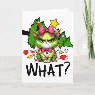 Carte Drôle Chat Vert Arbre Noël Joyeux Noël Humour Ch