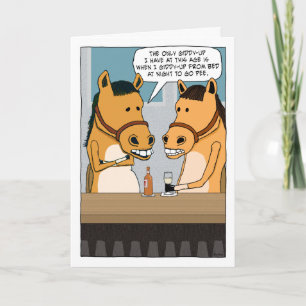 Carte Drôle Cheval au Bar n'a pas de godets Anniversaire