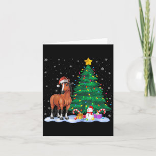 Carte Drôle Cheval Xmas Arbre Lumières Reindeer Casquett
