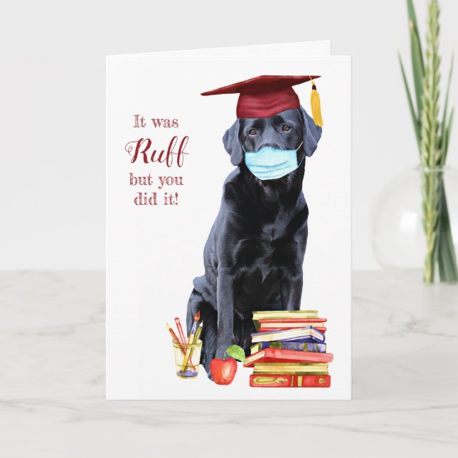 Carte Drôle Chien C'Était Ruff Graduation Félicitations (Devant)