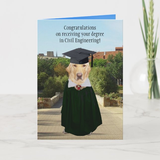 Carte Drôle Chien/Lab Graduation Ingénieur Civil (Devant)
