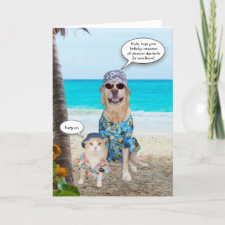Carte Drôle chien/Lab Hawaiian Anniversaire