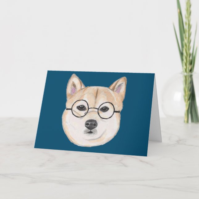 Carte Drôle Chien Shiba Inu avec des lunettes surdimensi (Devant)