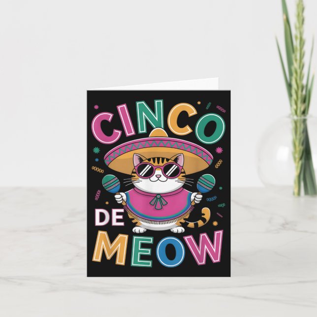 Carte Drôle Cinco De Mayo Chat Mexicain Avec Sombrero Me (Devant)