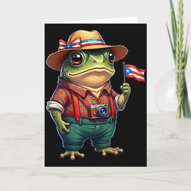 Carte Drôle Coqui Grenouille Drapeau Porto Rico Taino Bo (Devant)