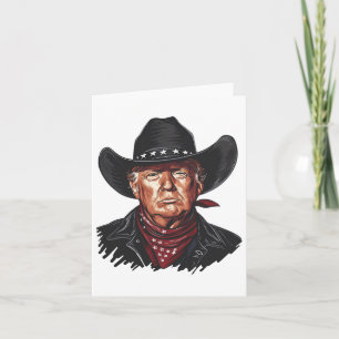 Carte Drôle Cowboy Western Donald Trump Us Drapeau 2024
