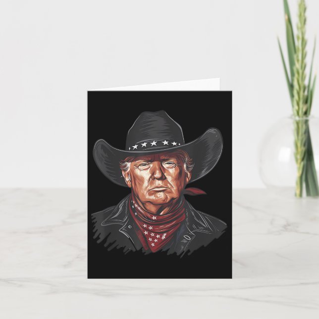 Carte Drôle Cowboy Western Donald Trump Us Drapeau 2024 (Devant)
