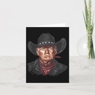Carte Drôle Cowboy Western Donald Trump Us Drapeau 2024