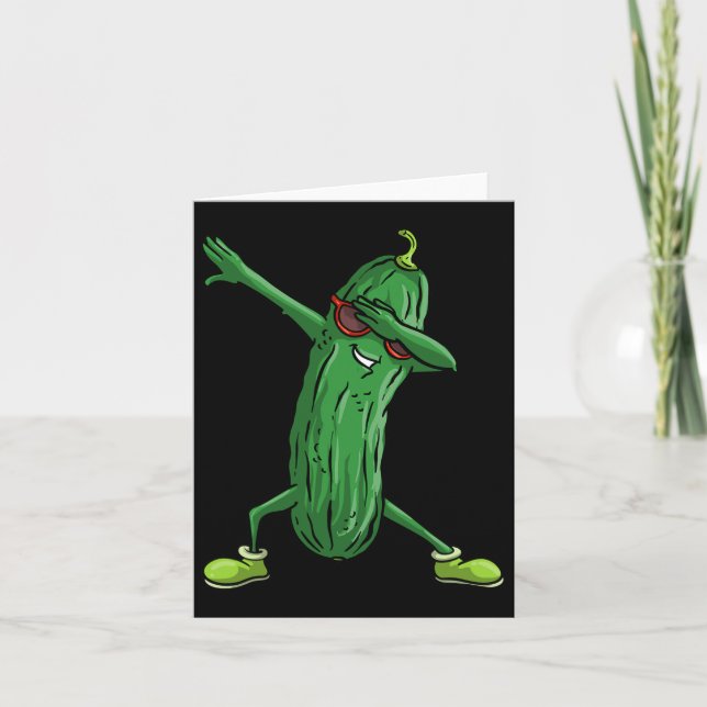 Carte Drôle Dabbing Pickle Cadeau Cute Dancing Cucumber  (Devant)