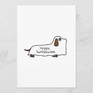 Carte Drôle dachshund fantôme halloween dessin