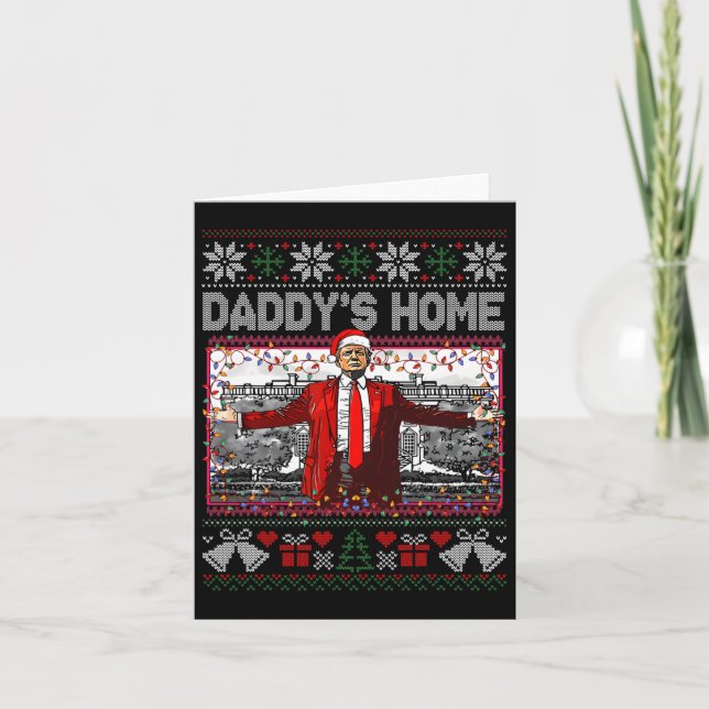 Carte Drôle Daddy's Home Trump laide pull de Noël Xm (Devant)