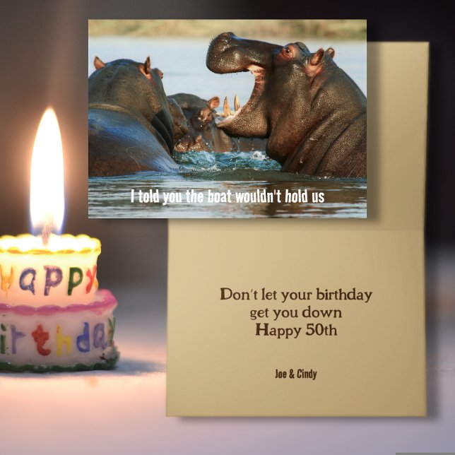 Carte drôle d'anniversaire avec des hippopotames p (Créateur téléchargé)