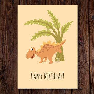 Carte drôle d'anniversaire avec un dinosaure qui u