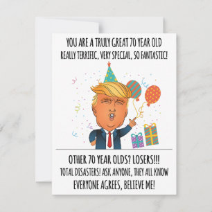 Carte drôle d'anniversaire des 70 ans de Trump pou