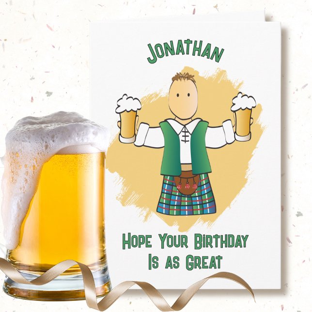 Carte drôle d'anniversaire homme en kilt dessin an (Créateur téléchargé)