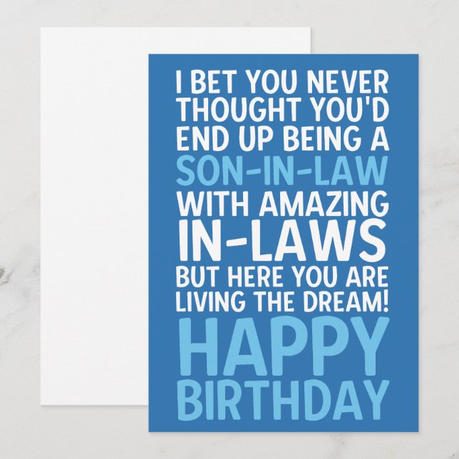 Carte drôle d'anniversaire pour le beau-fils (Devant / Derrière)