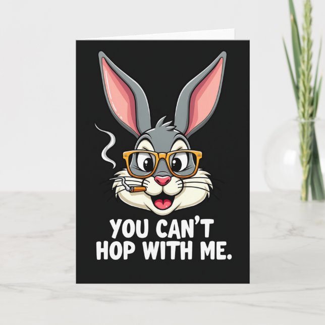 Carte drôle d'attitude de lapin cool (Devant)