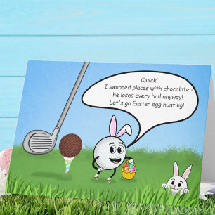 Carte Drôle de balle de golf de Pâques Chasse aux œufs H