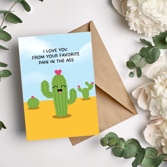 Carte drôle de cactus pour dire 'Je t'aime de la p (Créateur téléchargé)