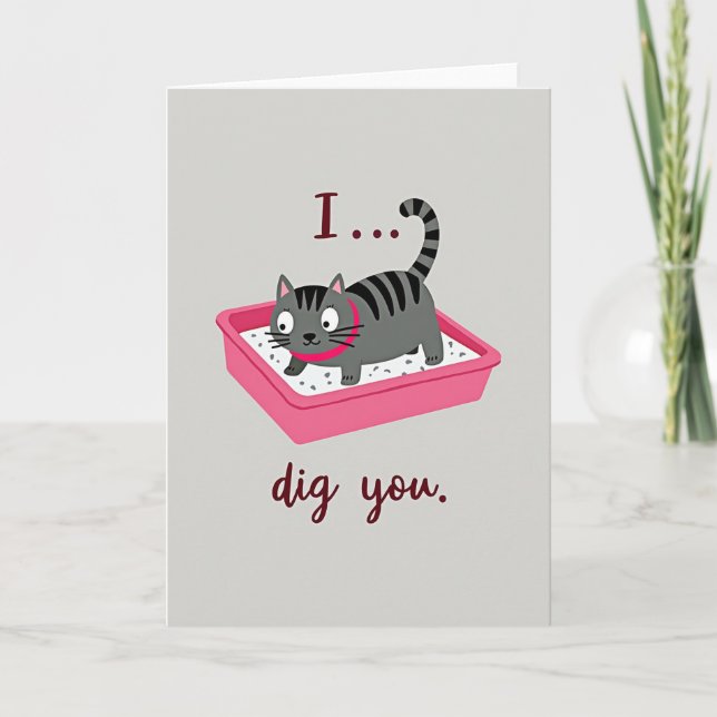 Carte drôle de chat je vous aime (Devant)