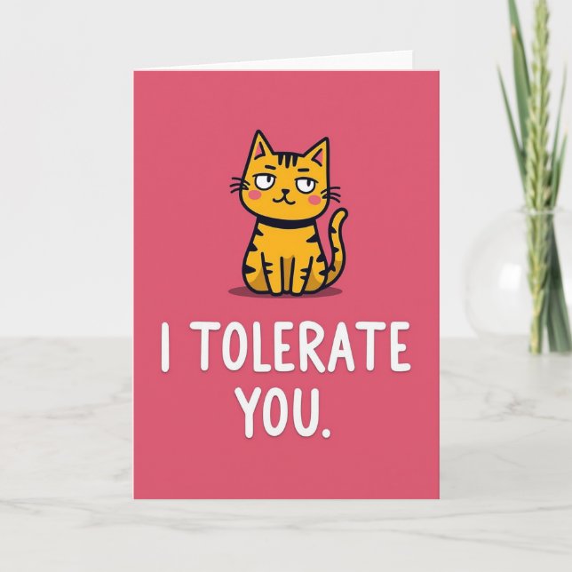 Carte Drôle de Chat que je Tolère (Devant)