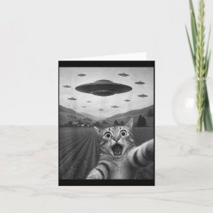 Carte Drôle de chat surpris selfie avec un chat extrater