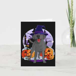 Carte Drôle de chien labrador noir Halloween sorcière