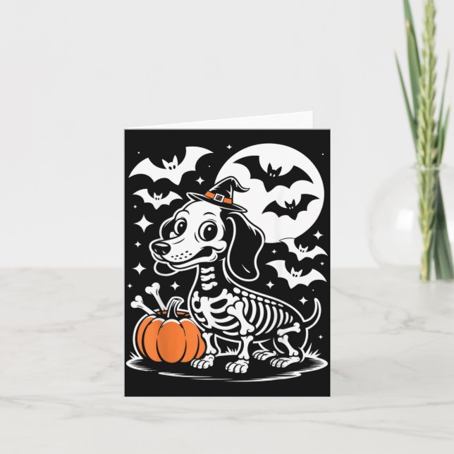 Carte Drôle de chien squelette d'Halloween os de chiot e (Devant)