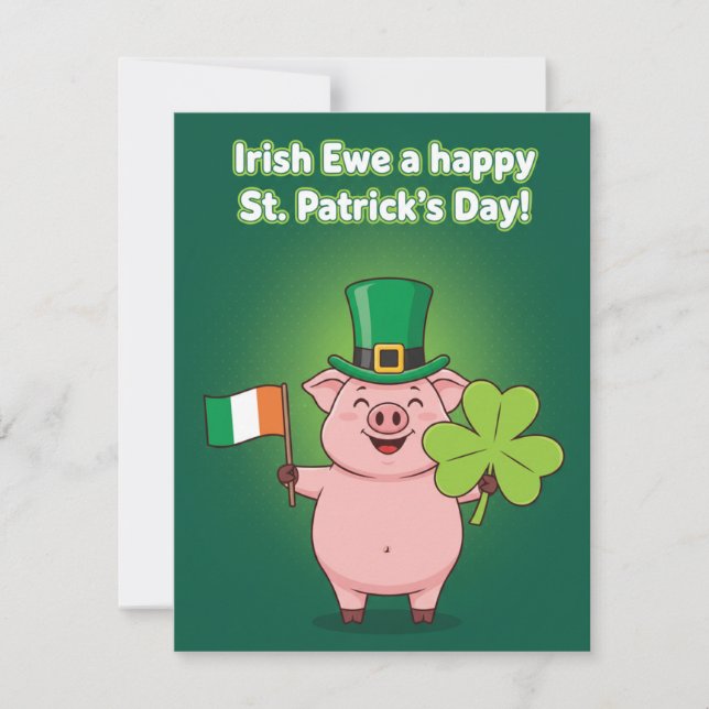 Carte drôle de cochon pour la Saint-Patrick (Devant)