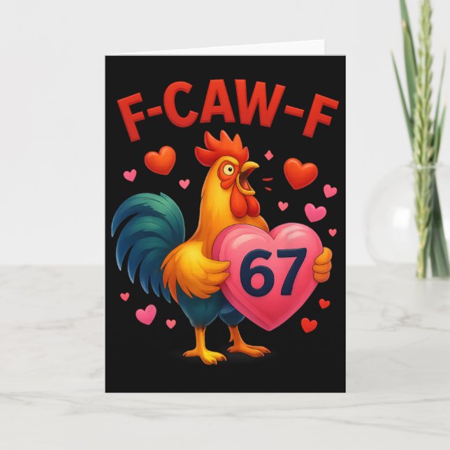 Carte Drôle de coq F-caw-f 67 Mème de la Saint-Valentin  (Devant)