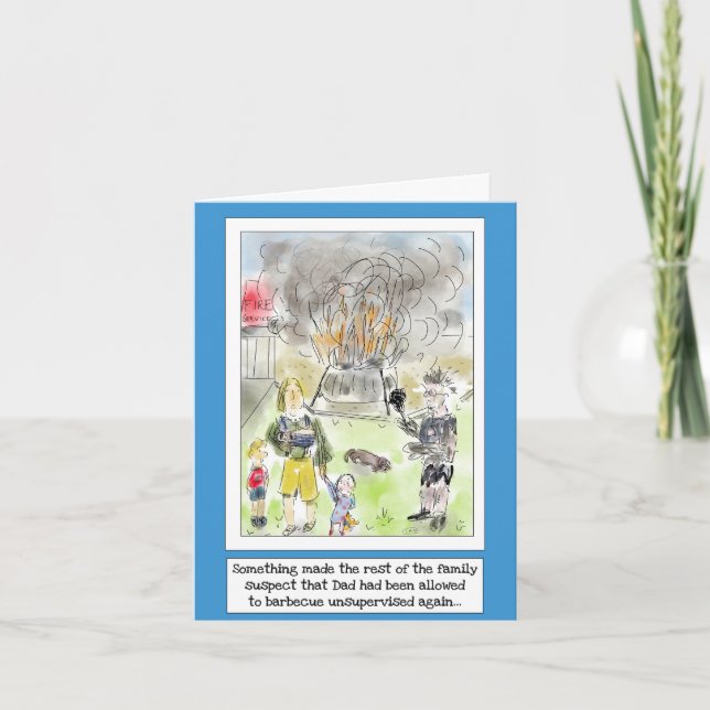 Carte drôle de cuisine BBQ pour Papa en bande dess (Devant)