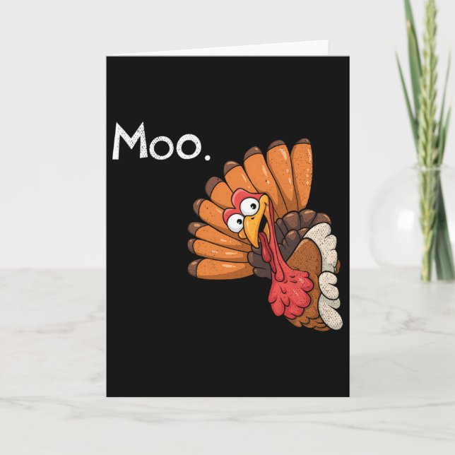 Carte Drôle de dinde de Thanksgiving Moo Je suis une vac (Devant)