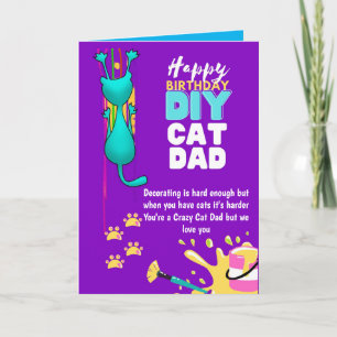 Carte Drôle de DIY CAT PAPA Anniversaire - Fou des Chats
