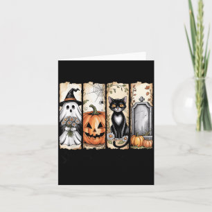 Carte Drôle de fantôme d'Halloween Chat noir Cottage Cor