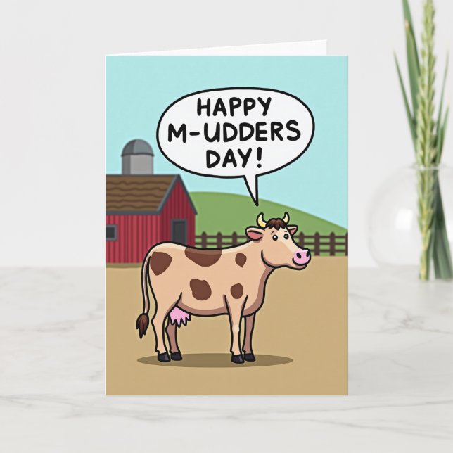 Carte drôle de fête des mères en forme de vache (Devant)