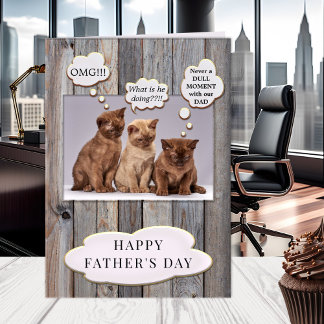 Carte drôle de Fête des Pères avec chat mignon