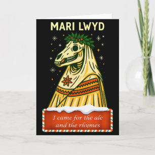 Carte Drôle de folklore rétro squelette cheval Mari Lwyd