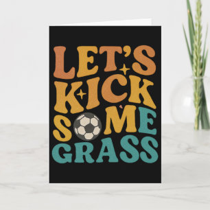 Carte Drôle de football rétro vintage Allons botter quel