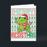 Carte Drôle de grenouille rétro joyeux Resistmas politiq<br><div class="desc">Drôle de grenouille rétro joyeux Resistmas politique laid Noël</div>