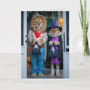 Carte drôle de Halloween de Lion/Tigre