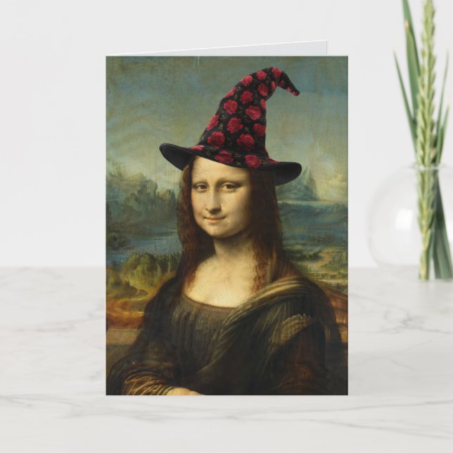 Carte drôle de Halloween de Mona Lisa (Devant)