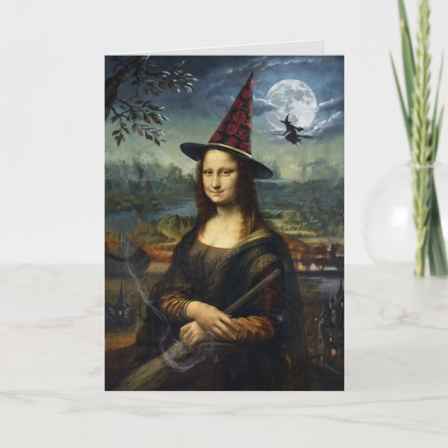 Carte drôle de Halloween de Mona Lisa (Devant)