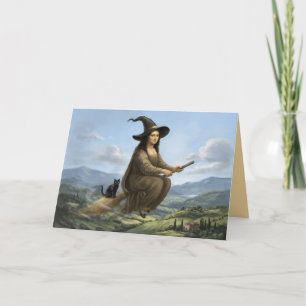 Carte drôle de Halloween de sorcière de Mona Lisa