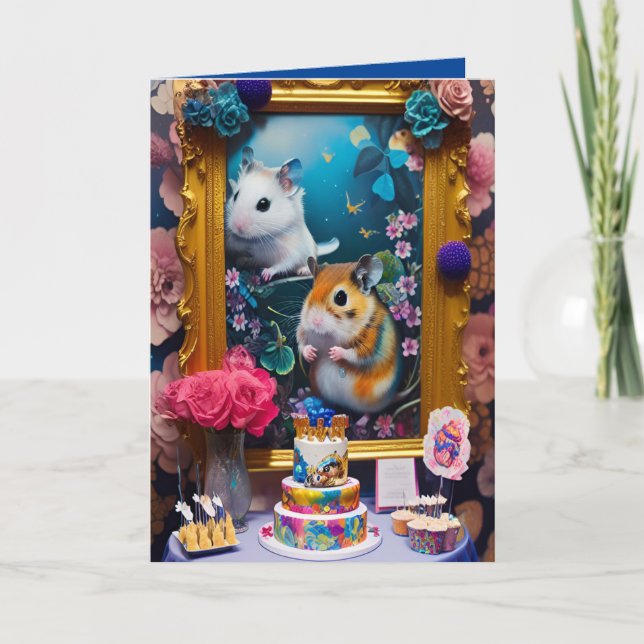 Carte drôle de hamsters gâteaux d'anniversaire tro (Devant)