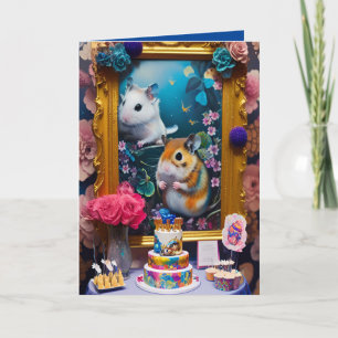 Carte drôle de hamsters gâteaux d'anniversaire tro
