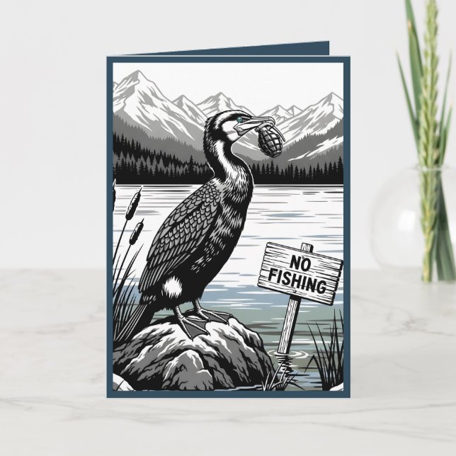Carte drôle de joyeux anniversaire pour les pêcheu (Devant)