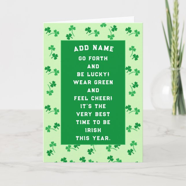 Carte drôle de la Saint-Patrick (Devant)