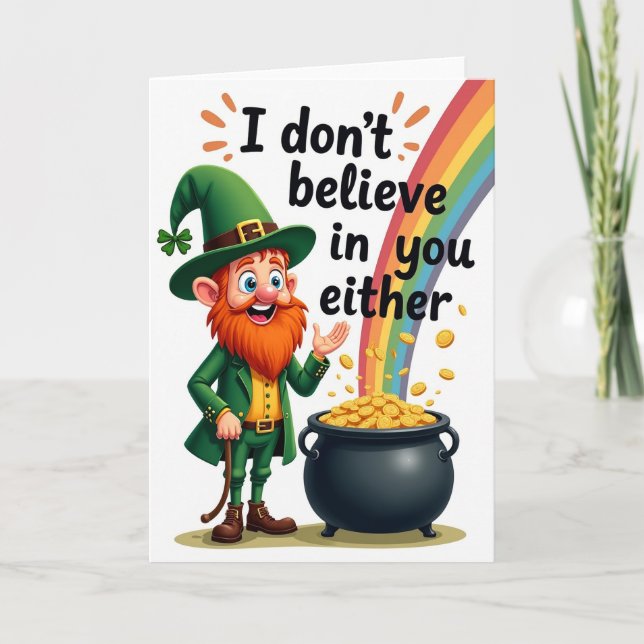 Carte drôle de la Saint-Patrick avec lutin (Devant)